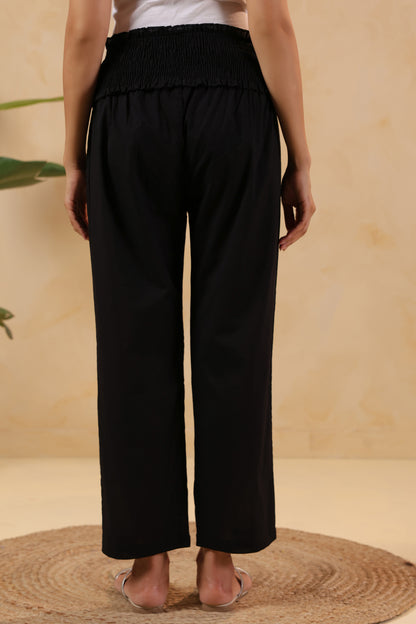 Starlit Black Cotton High Rise Maternity Pant