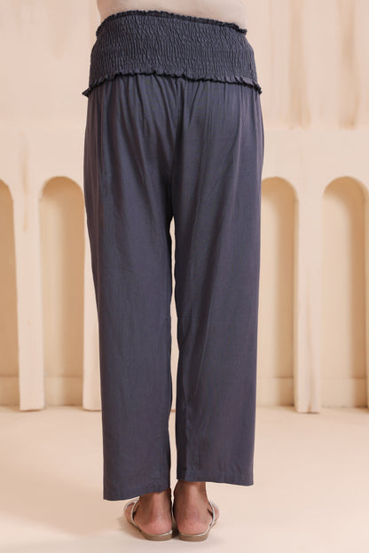 Slate Grey Cotton High Rise Maternity Pant
