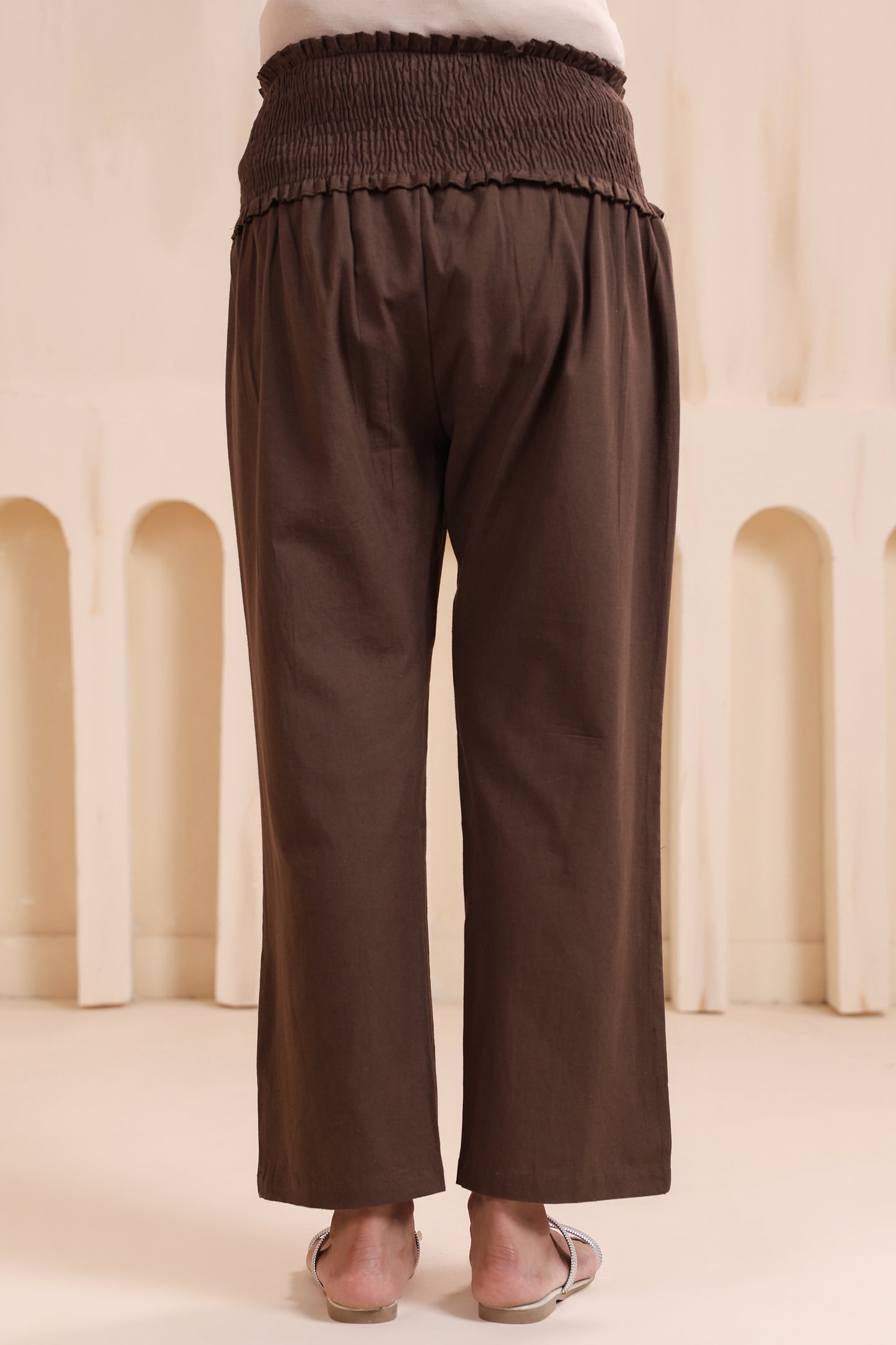 Cocoa Brown Cotton High Rise Maternity Pant