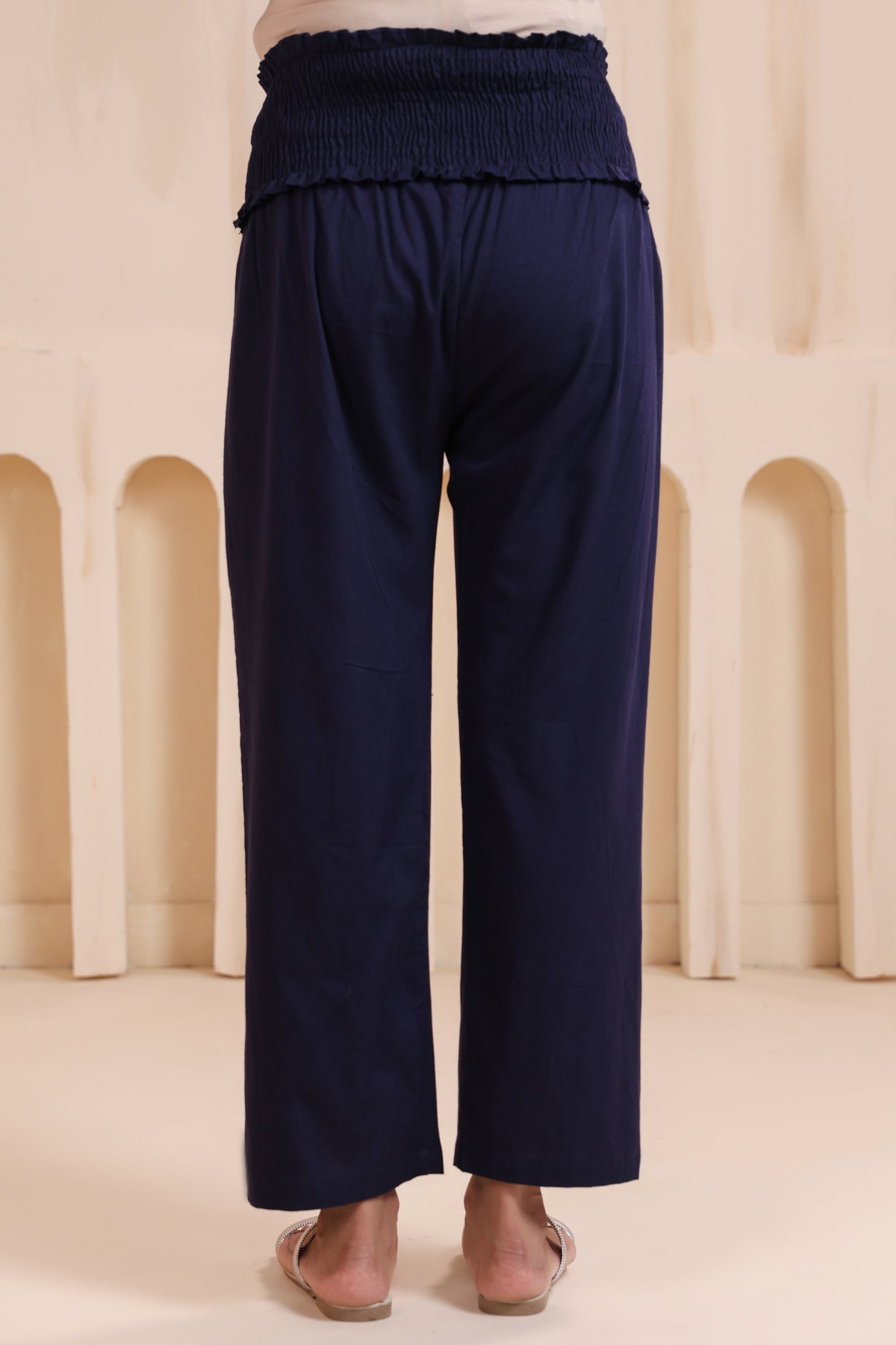 Sailing Blue Cotton High Rise Maternity Pant
