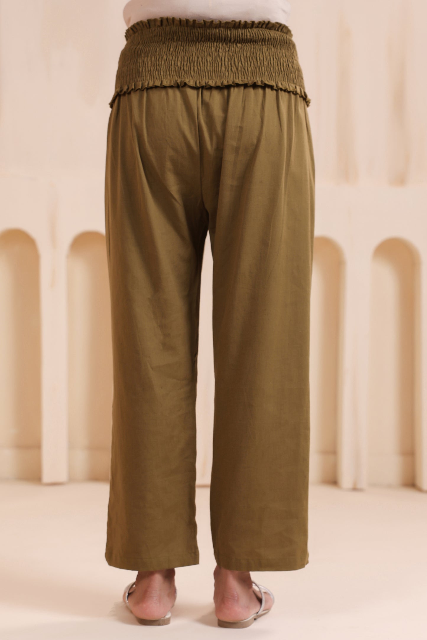 Moss Green Cotton High Rise Maternity Pant