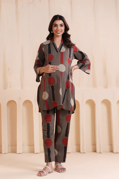 Tribal Echo Grey Maternity & Nursing Co-ord Set