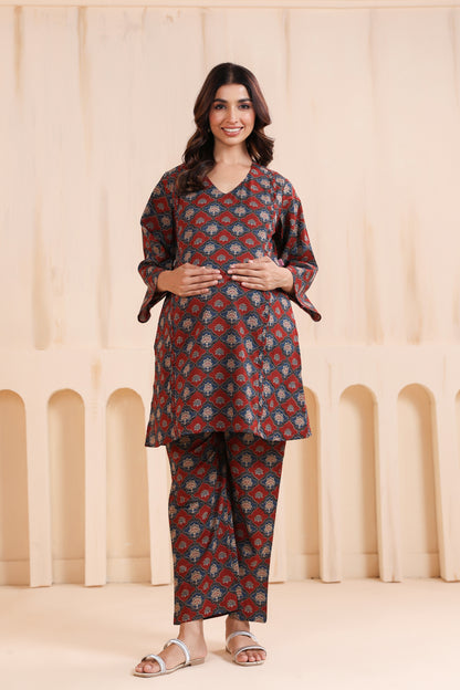 Crimson Breeze Maternity & Nursing Co-ord Set