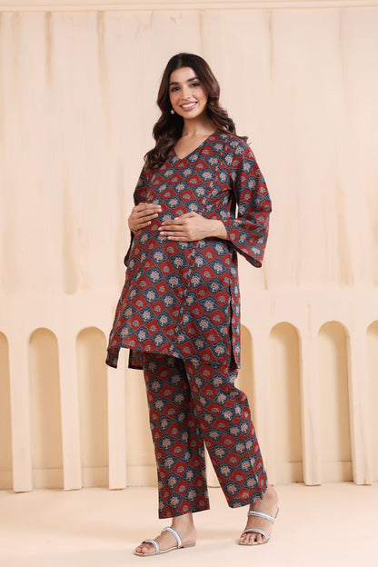 Crimson Breeze Maternity & Nursing Co-ord Set