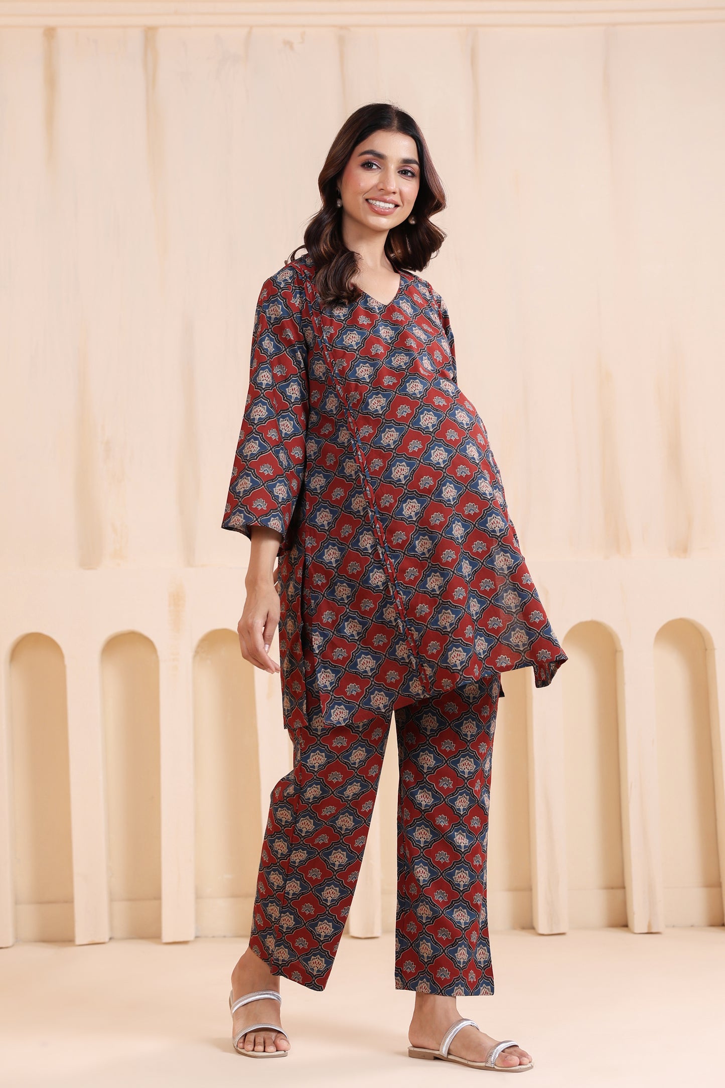 Crimson Breeze Maternity & Nursing Co-ord Set