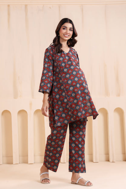 Crimson Breeze Maternity & Nursing Co-ord Set