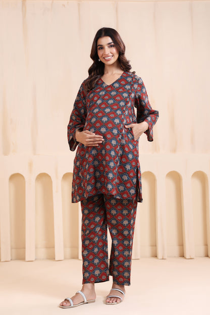 Crimson Breeze Maternity & Nursing Co-ord Set