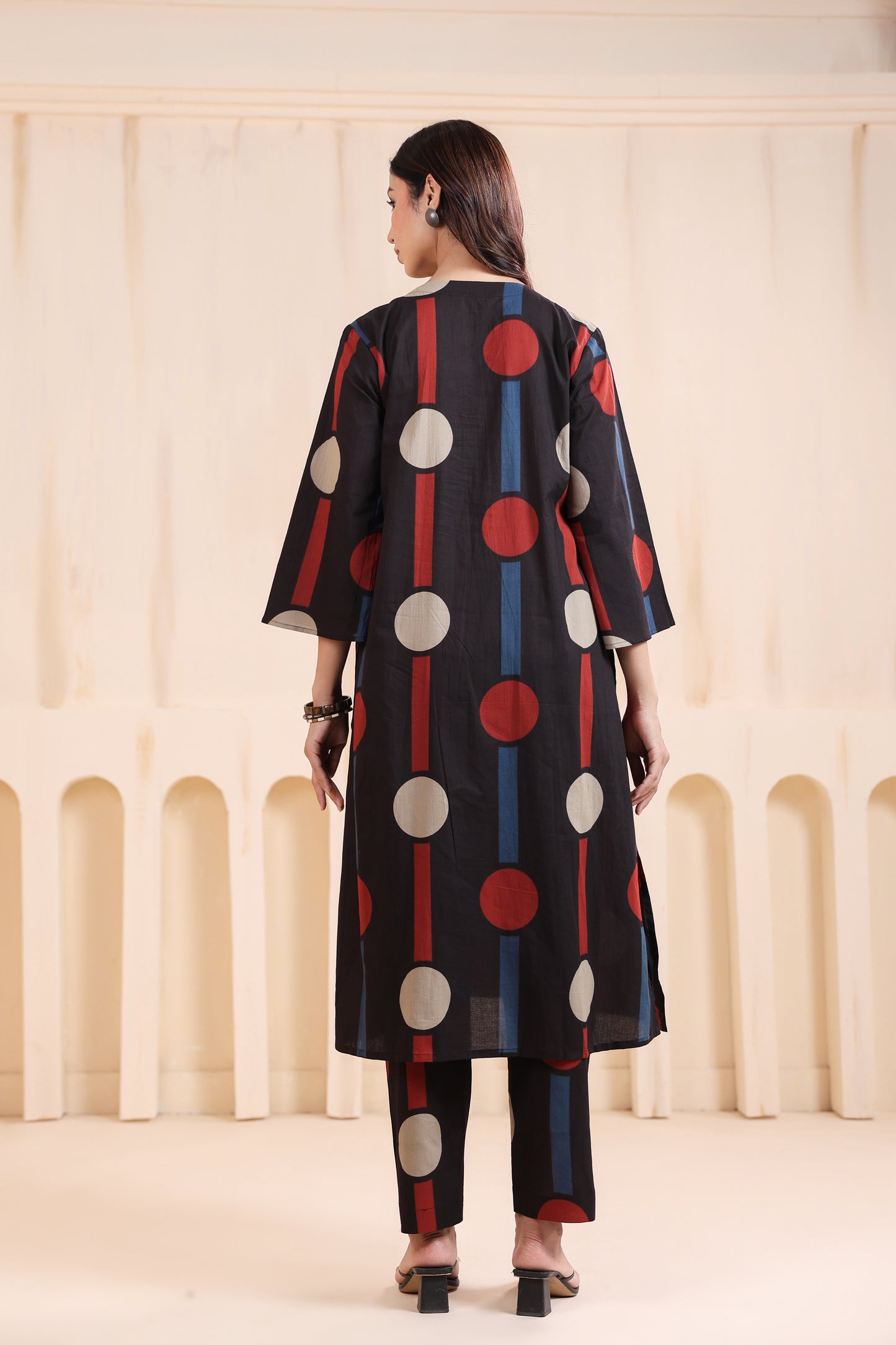 Tribal Echo Black Maternity & Nursing Kurta Set