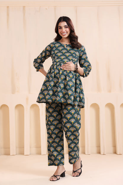 Black Bloom Maternity & Nursing Set