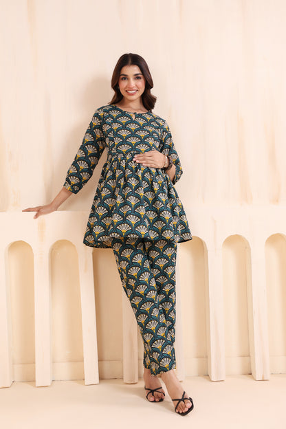 Black Bloom Maternity & Nursing Set