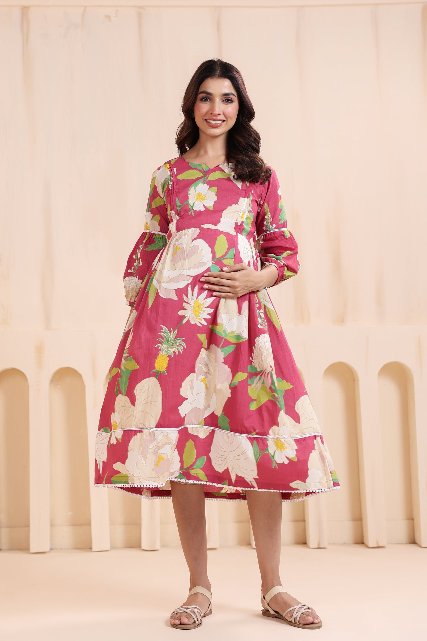 Desert Rose Pink Maternity & Nursing Dress
