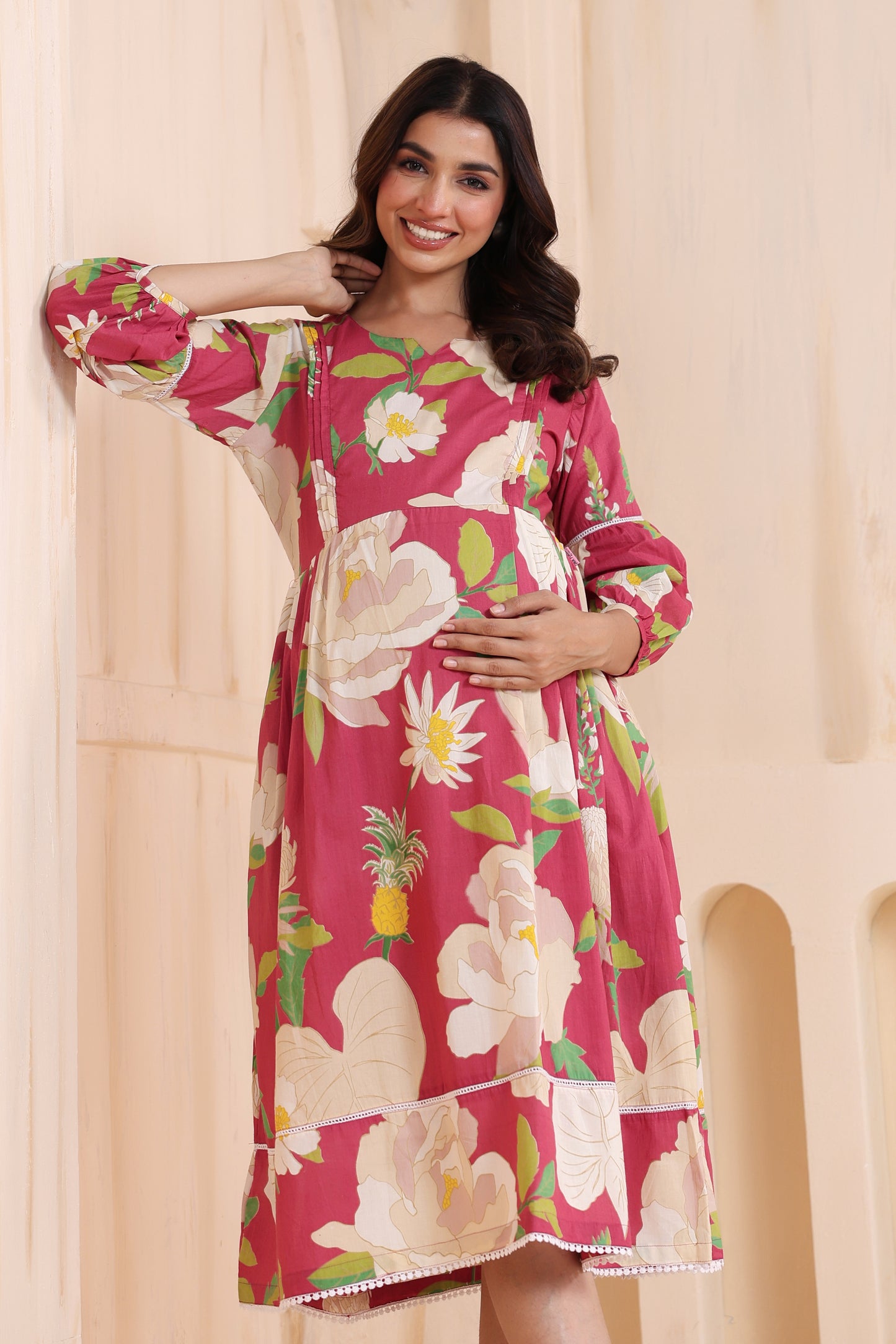 Desert Rose Pink Maternity & Nursing Dress