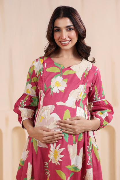 Desert Rose Pink Maternity & Nursing Kurta