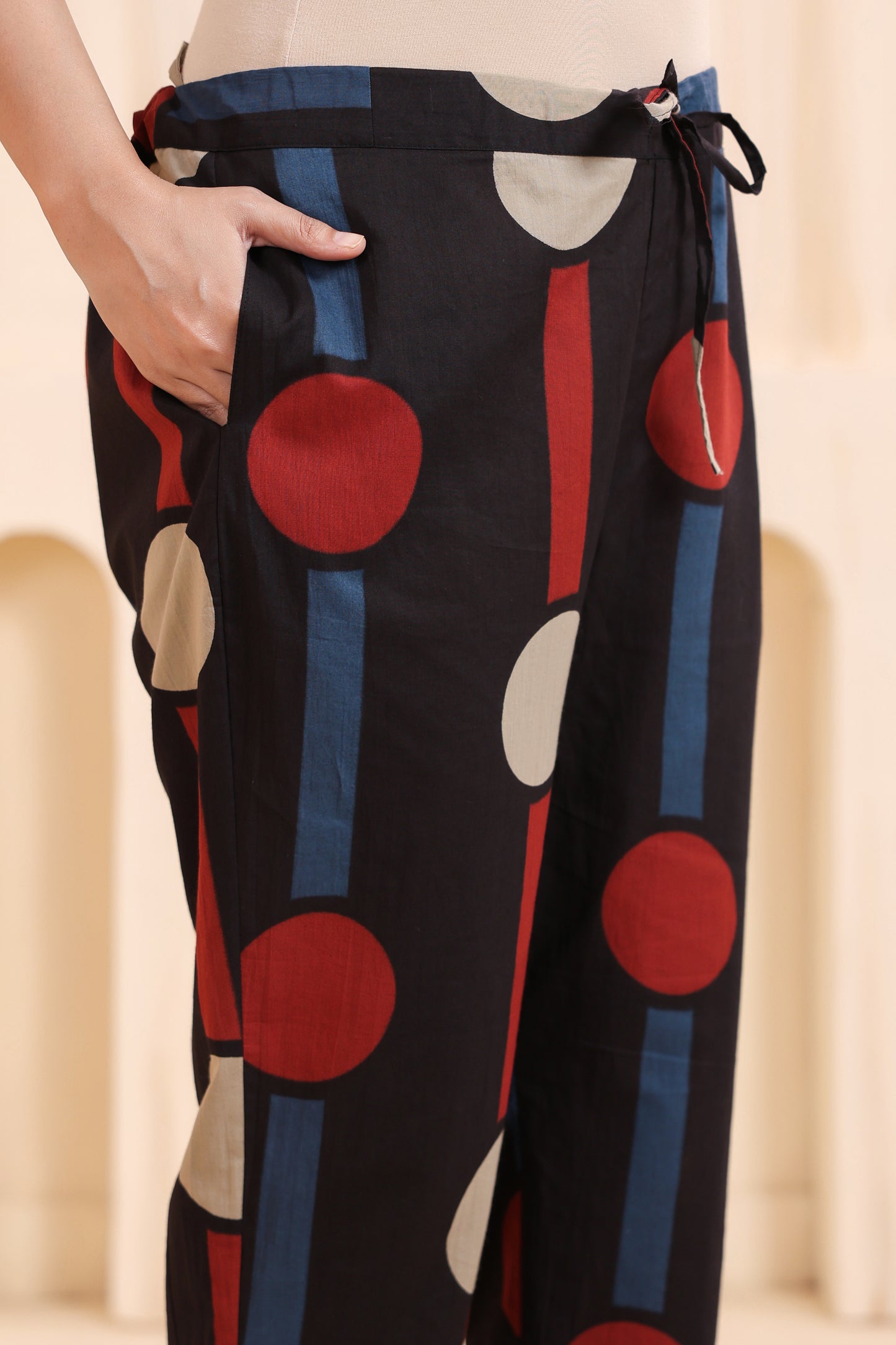 Tribal Echo Black Maternity & Nursing Kurta Set