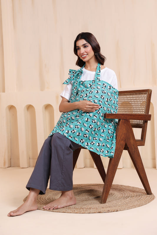 Panda Paradise Blue Feeding Cover